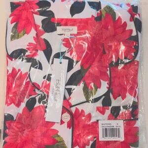 NWT BedHead Red and White Dahlia Pajama Shirt Pant Set Size M